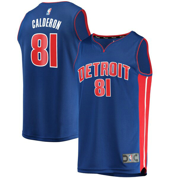 Maillot Detroit Pistons Homme Jose Calderon 81 Icon Edition Bleu